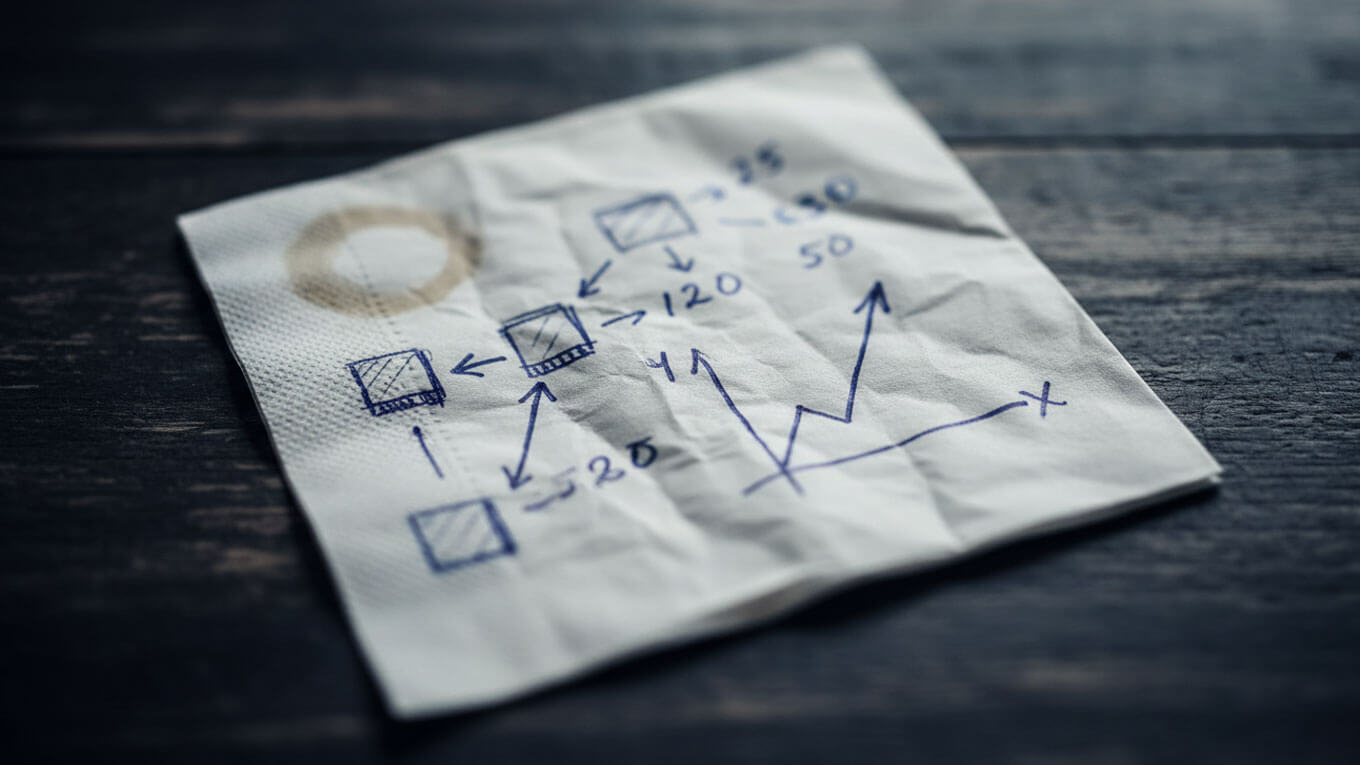 Selbstbewusste Serviettenskizze